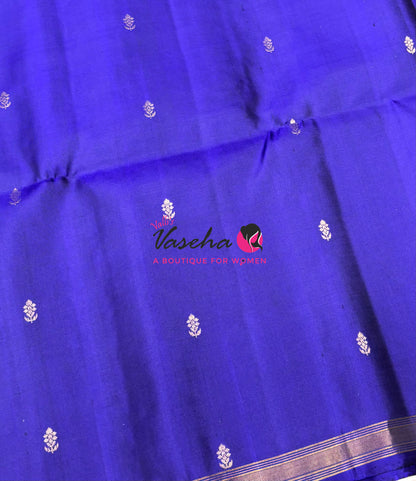 Pure Soft Silk Saree  - Treble Zari Weaving Butta - Blue Shade - VVPSS125