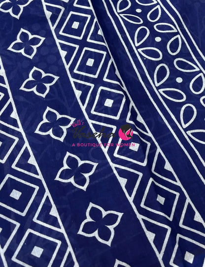 Pure Soft Mul Mul Cotton Sarees - Hand Block Prints - VVMMC011