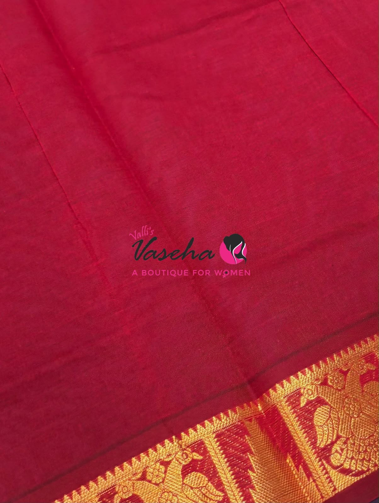 Semi Silk Cotton Saree - Small Zari Butta  - Retta Mayil Border- VVSSC015