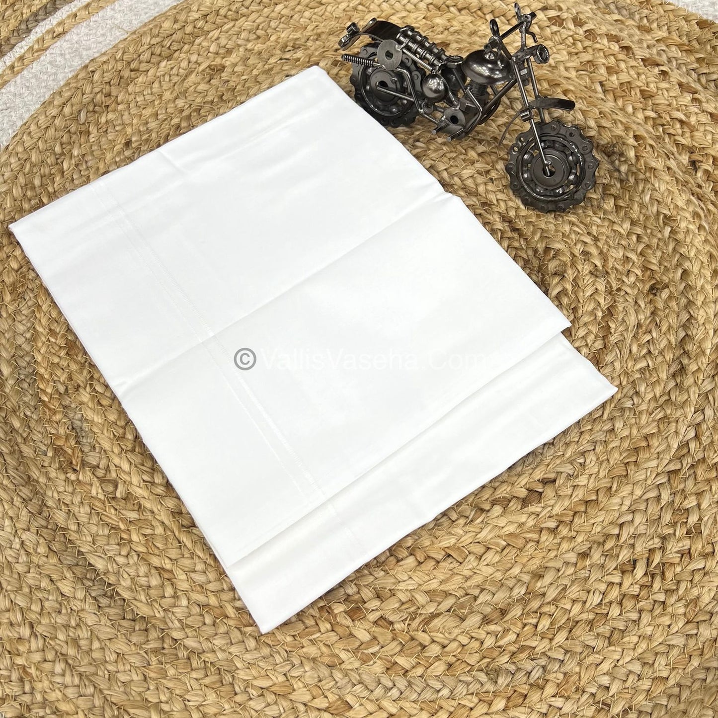 Burma Dhoti - White - Without Border - Double Layer - VVDH001