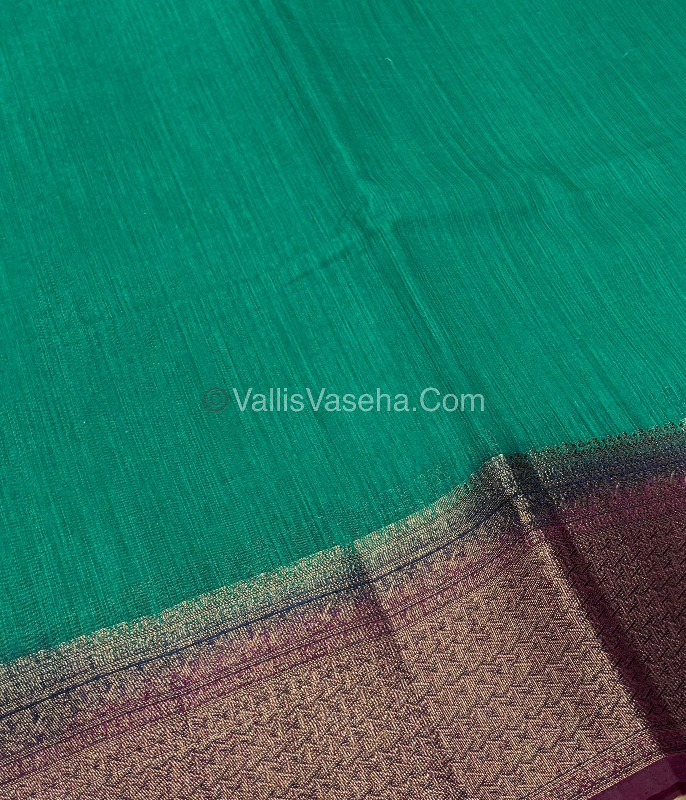 Bamboo Silk Saree - Green With Wine Shade - VVBSS004