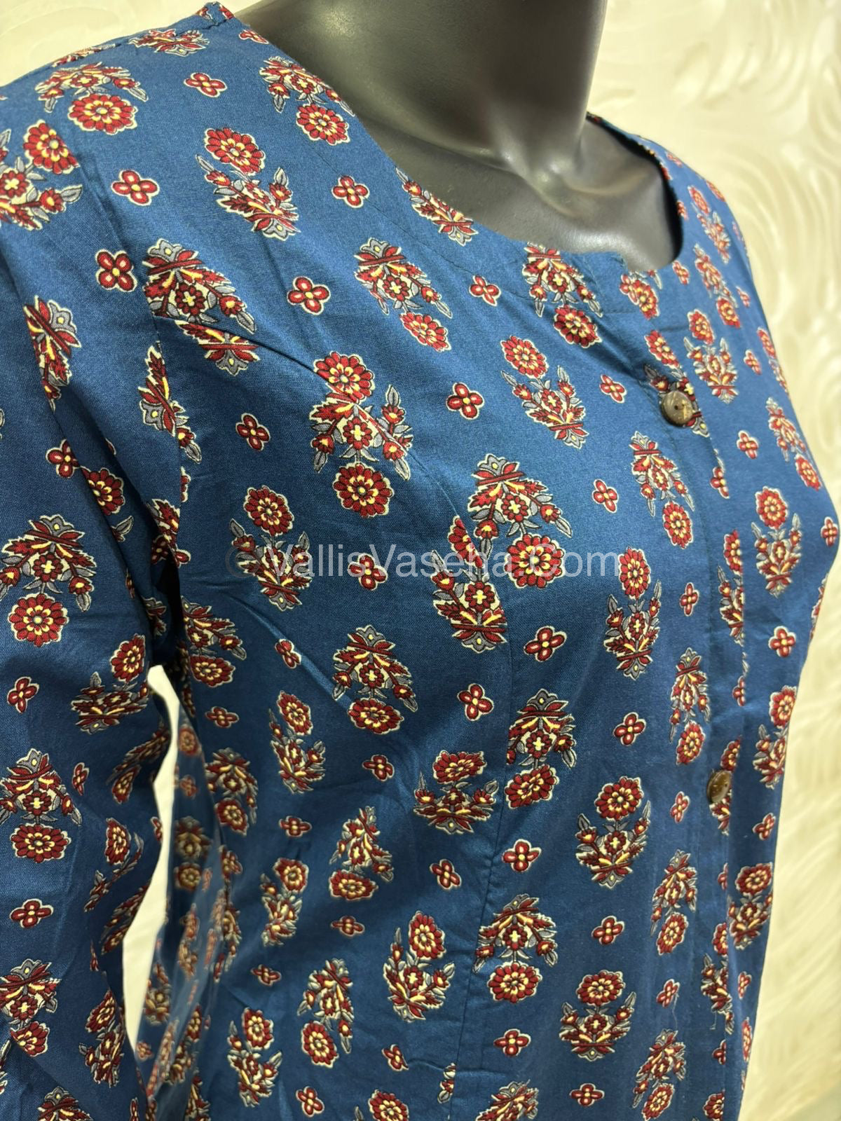 Slub Cotton -  Printed Kurti -  A - Line Cut - VVALK002