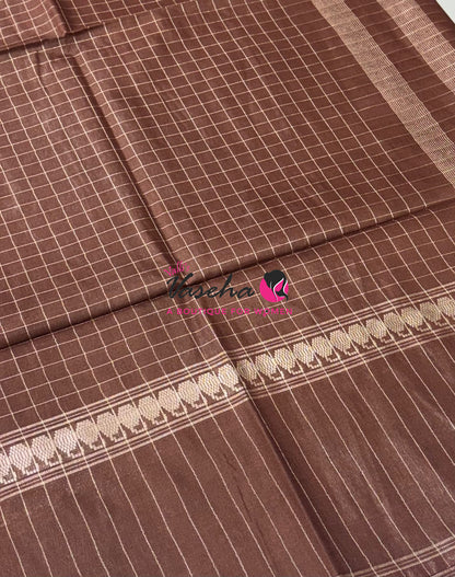 Bhagalpuri Silk | Orange With Brown Combo | VVBS011