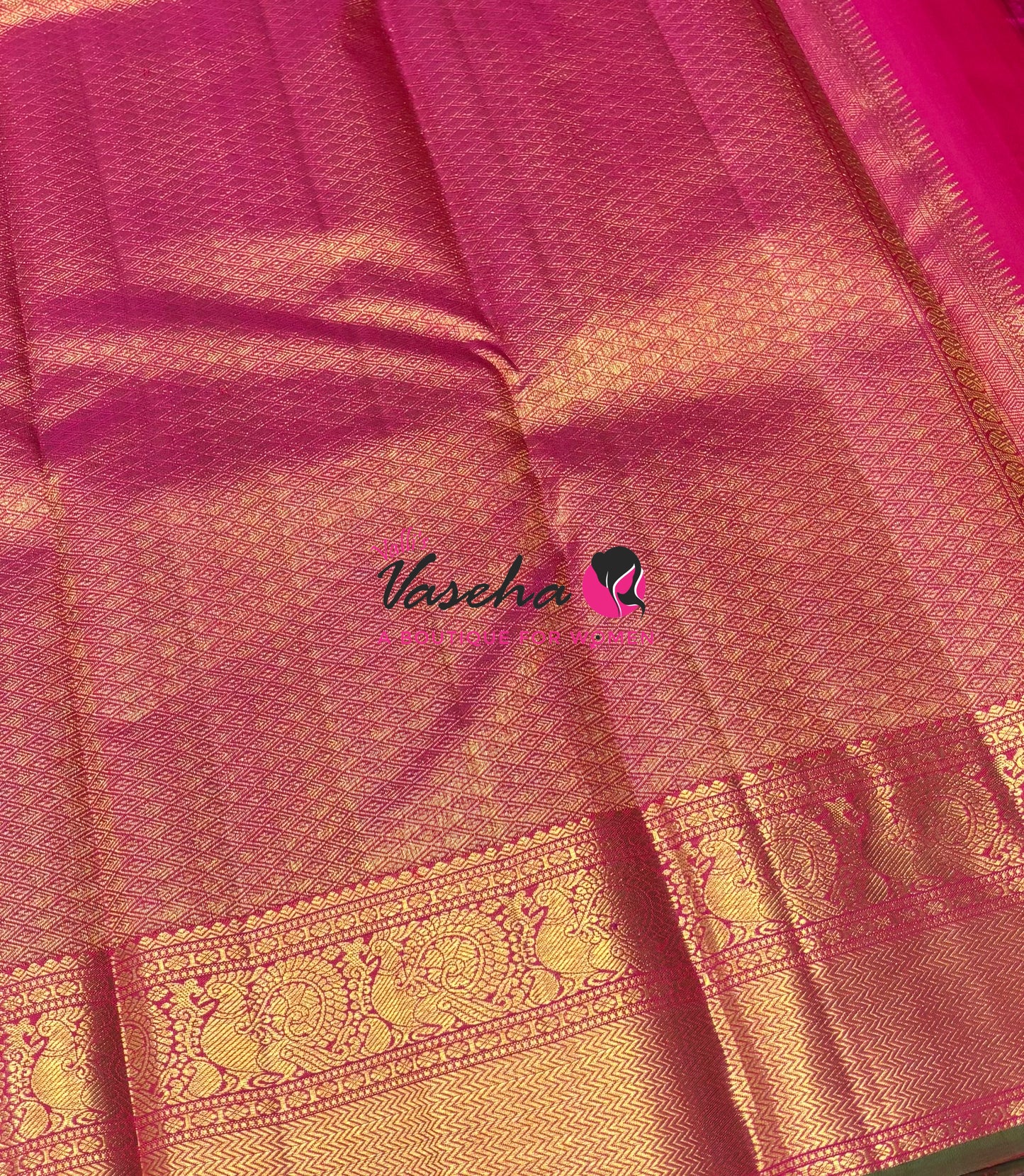 Pure Kanchipuram Silk Saree - Vairavoosi Design  - Dark Pink Shade - VVPS059