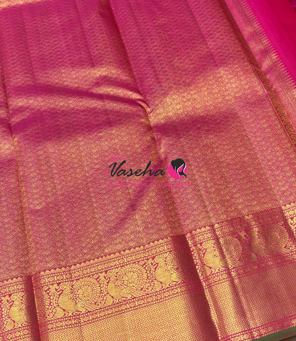 Pure Kanchipuram Silk Saree - Vairavoosi Design  - Dark Pink Shade - VVPS059