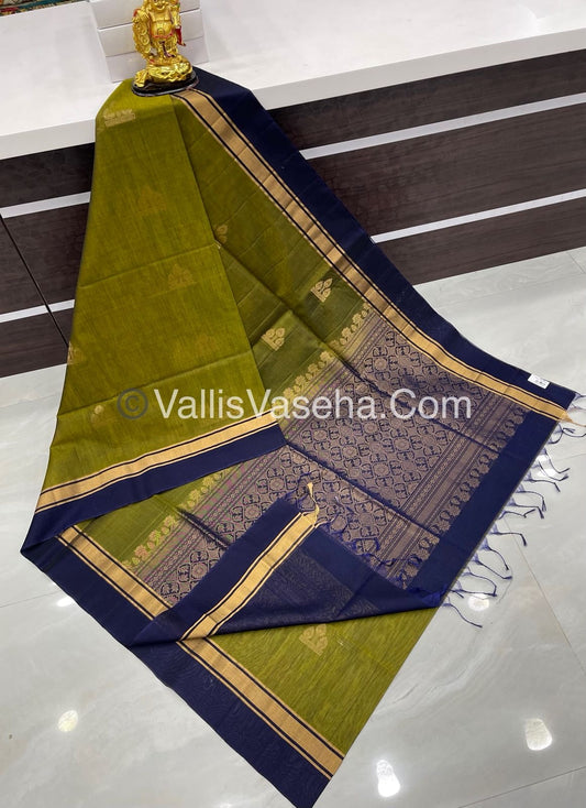 Kora Silk Saree - SICO -  Green With Blue Shade  - VVKS002