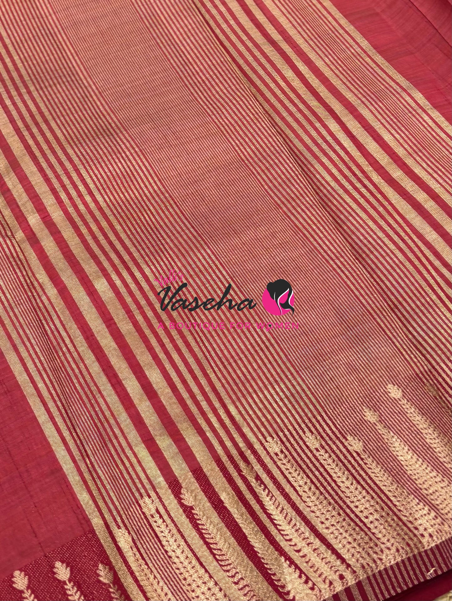Semi Tussar Silk Saree | Maroon  Shade |VVSTS050