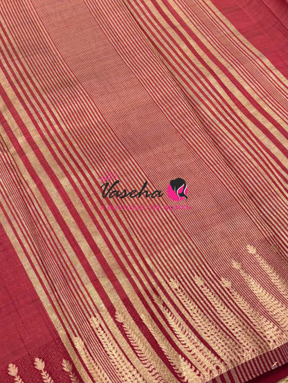 Semi Tussar Silk Saree | Maroon  Shade |VVSTS050