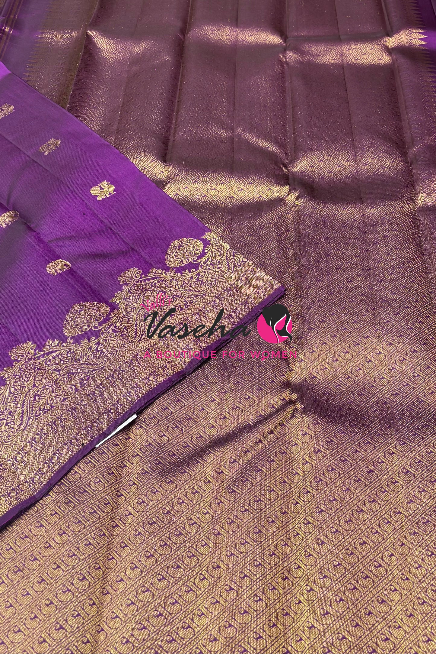 Pure Kanchipuram Silk Saree - Purple - VVPS084