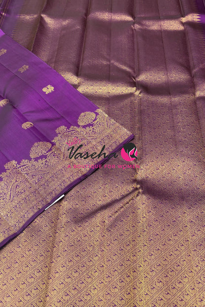 Pure Kanchipuram Silk Saree - Purple - VVPS084