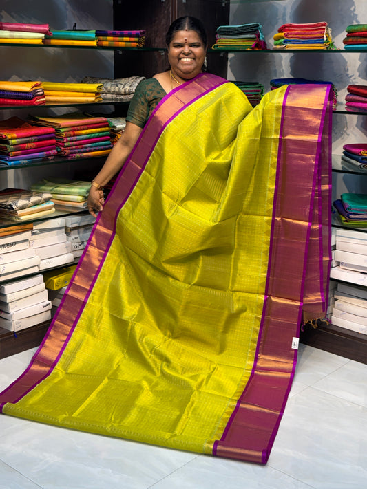 Pure Korvai Silk Cotton - Lakshadeepam Design - Short and Long border - VVKLD003