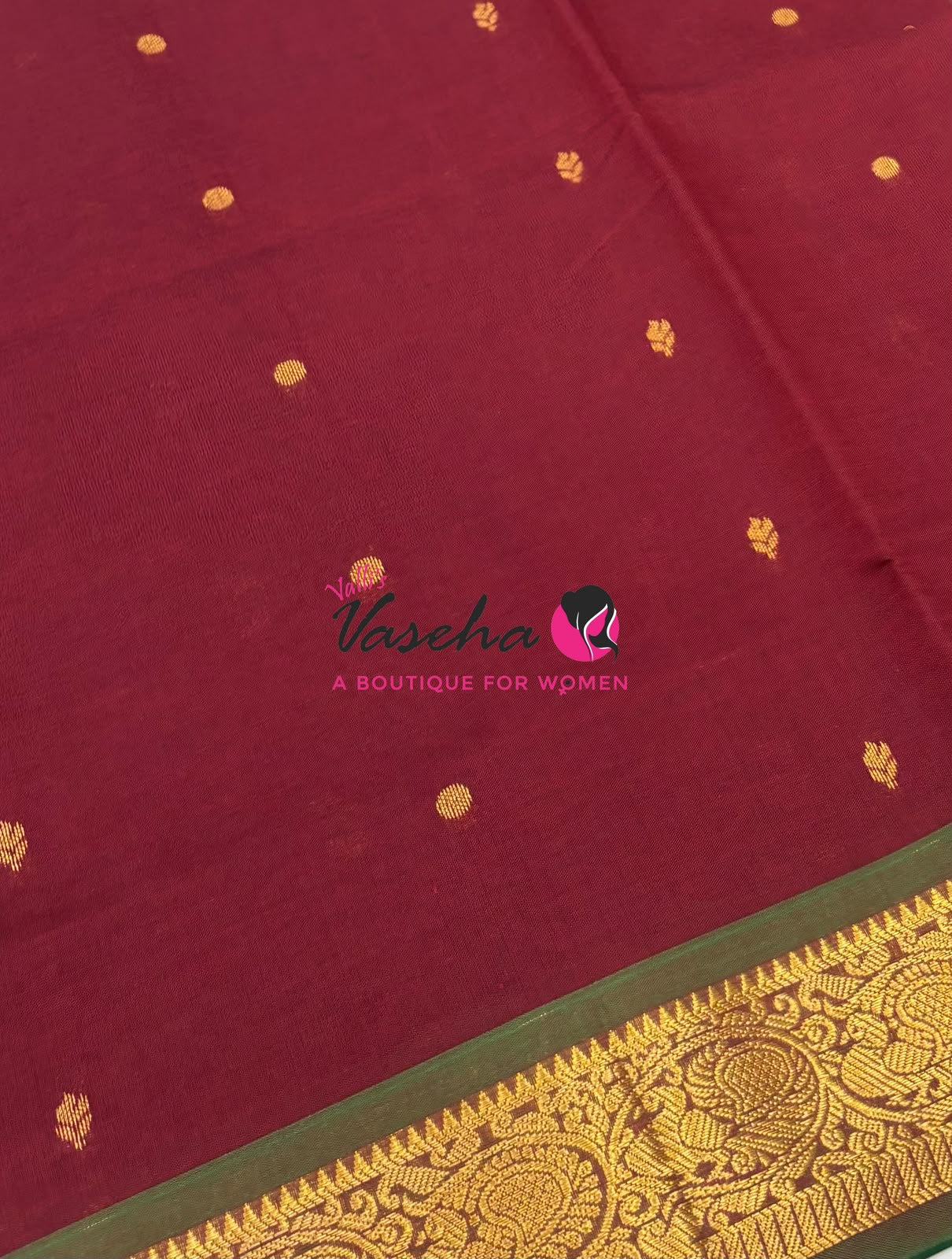 Semi Silk Cotton Saree - Small Round with Zari Butta  -  VVSSC014