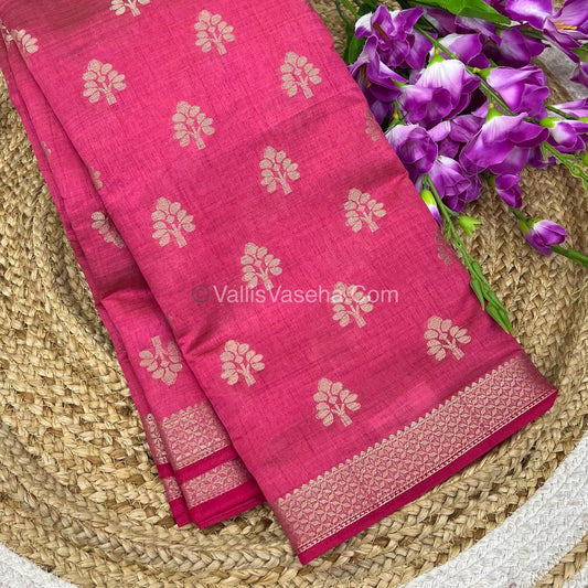Semi Tussar Silk Saree - Dark pink Shade - VVSTS009