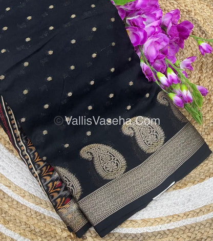 Mashmelow - Chiffon / Georgette Saree - Black Shade - VVMMS001