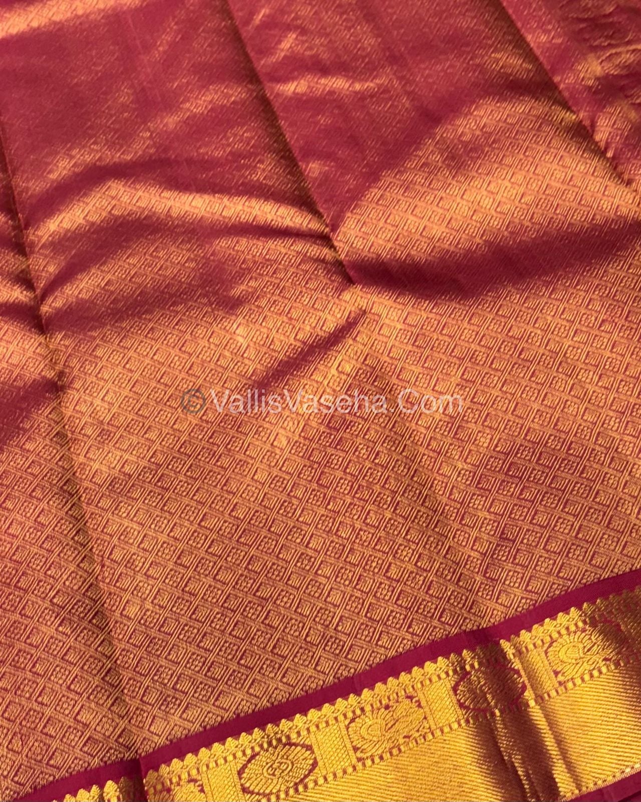 Pure Vintage Korvai Kanchipuram Silk Saree - Blue & Maroon Combo - VVPS006