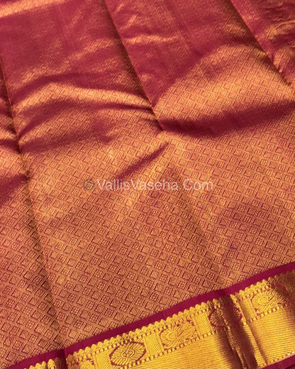 Pure Vintage Korvai Kanchipuram Silk Saree - Blue & Maroon Combo - VVPS006