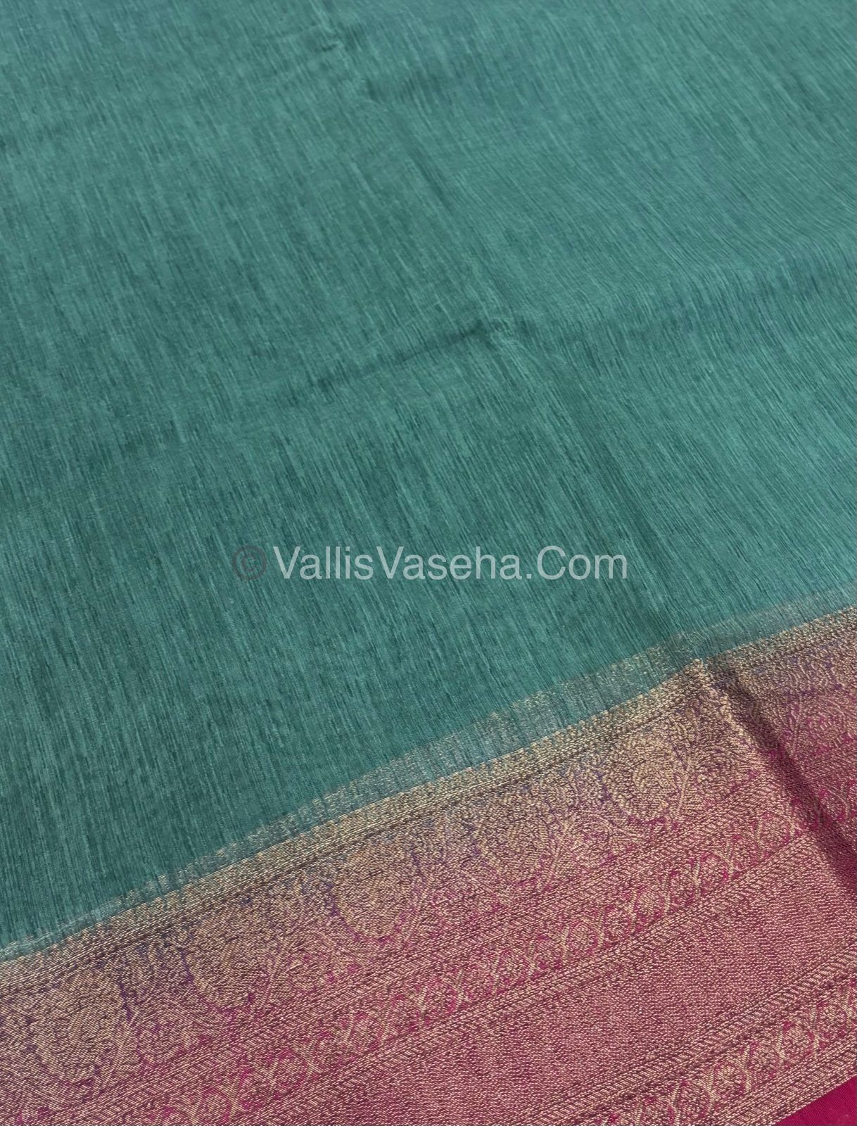 Bamboo Silk Saree -  Green with pink Shade - VVBSS009