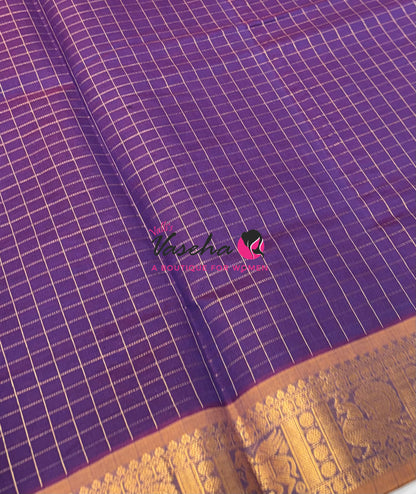 Semi Silk Cotton Saree - Checks Pattern - VVSSC019