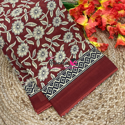 Pure Soft Mul Mul Cotton Sarees - Hand Block Prints - VVMMC011