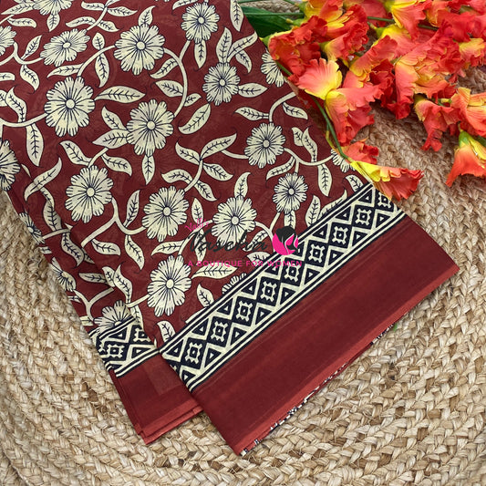 Pure Soft Mul Mul Cotton Sarees - Hand Block Prints - VVMMC011