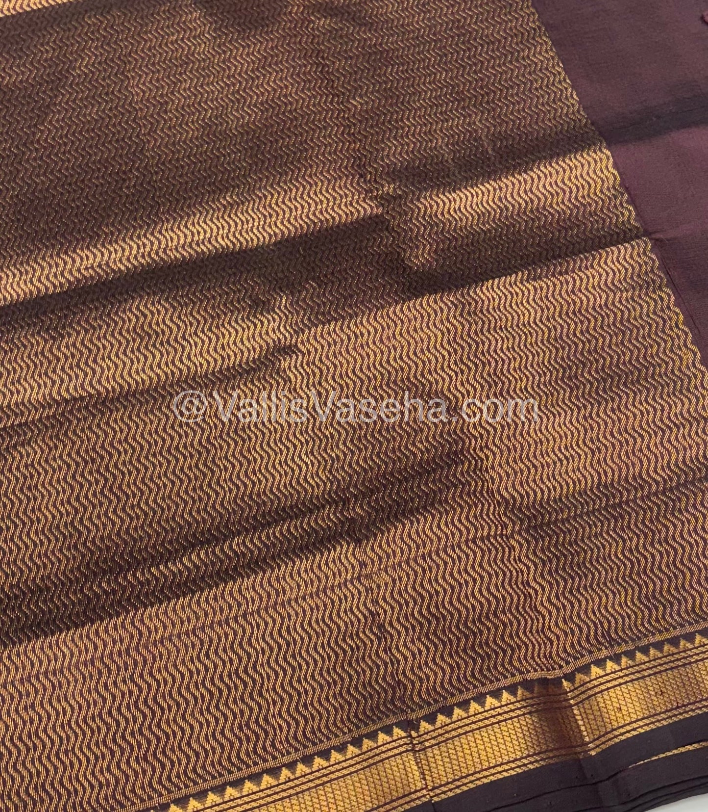 Pure Silk Cotton Saree -  Mayil & Elephant Design - Brown - VVMES001