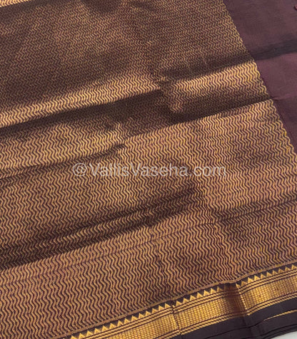 Pure Silk Cotton Saree -  Mayil & Elephant Design - Brown - VVMES001