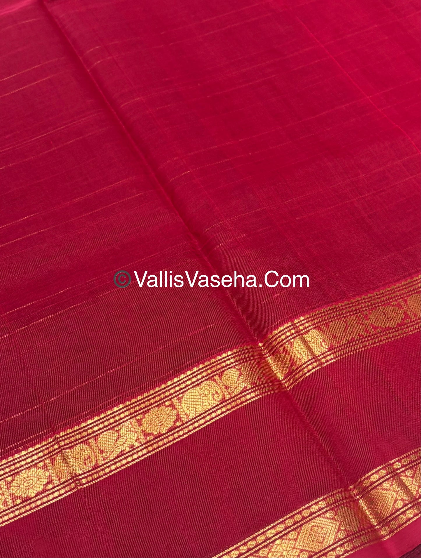 Pure Korvai Silk Cotton - Checks Pattern - Brown With Red Shade  - VVKSC036