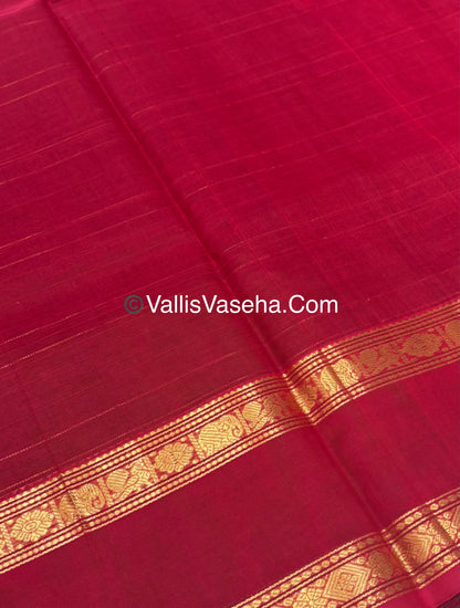 Pure Korvai Silk Cotton - Checks Pattern - Brown With Red Shade  - VVKSC036