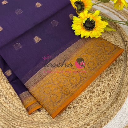 Bamboo Silk Saree- Purple with Yellow Shade - VVBSS015