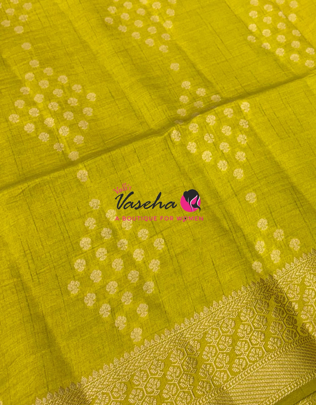 Semi Tussar Silk - Grand Pallu  - Lemon Green  Shade - VVSTS071