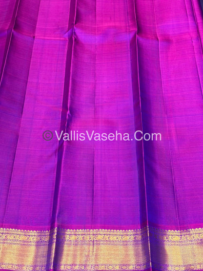 Pure Kanchipuram Silk Saree - Blue & Purple Combo - VVPS025