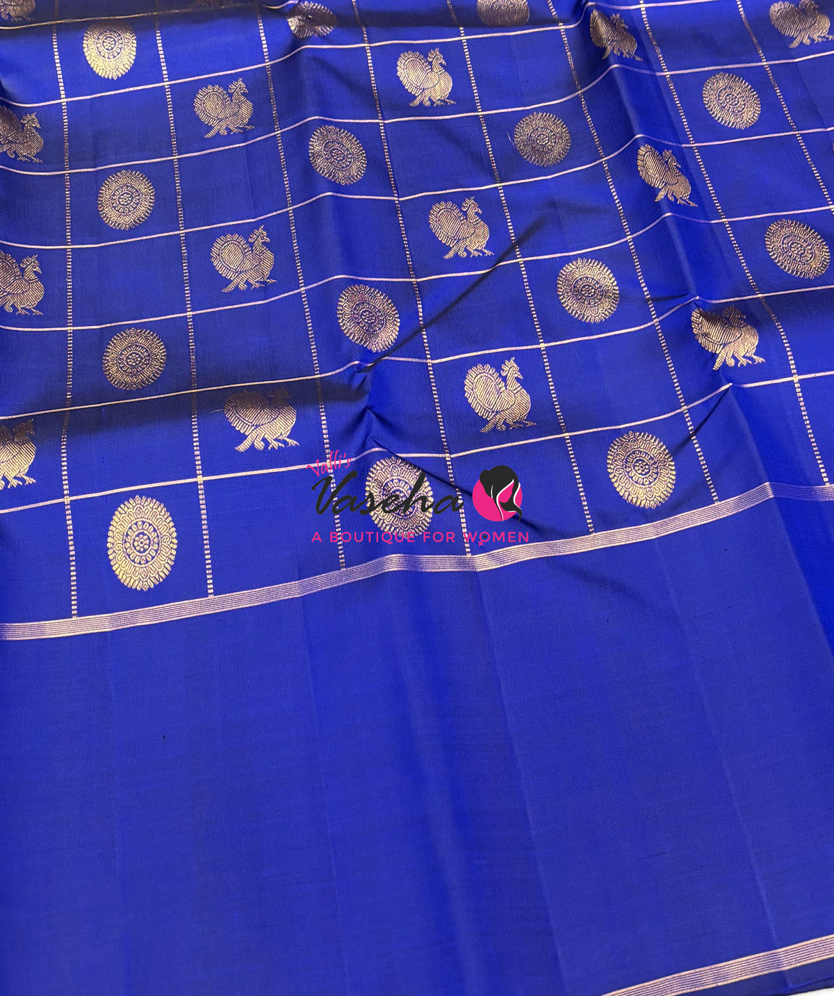 Pure Kanchipuram Silk Saree - Blue Shade  - VVPS027