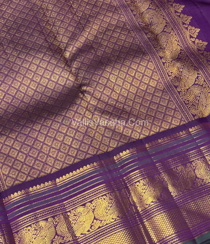 Pure Vintage Korvai Kanchipuram Silk Saree | Pazhum Pazhamum Checks |VVPS021