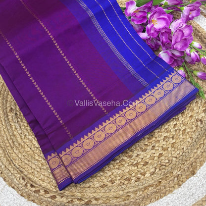 Semi Silk Cotton Saree - Purple  With Blue Shade - VVSSC005