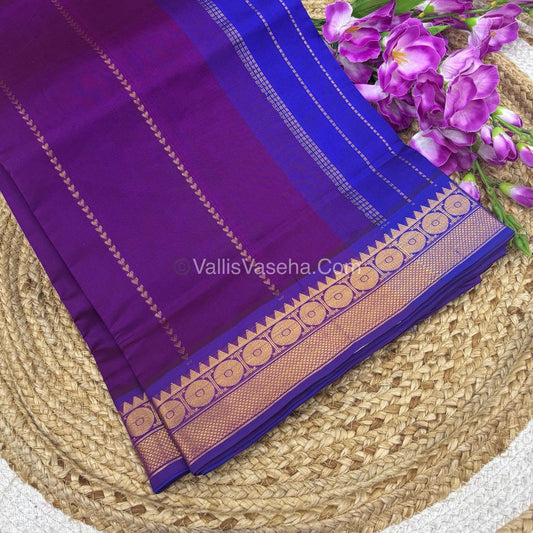 Semi Silk Cotton Saree - Purple  With Blue Shade - VVSSC005