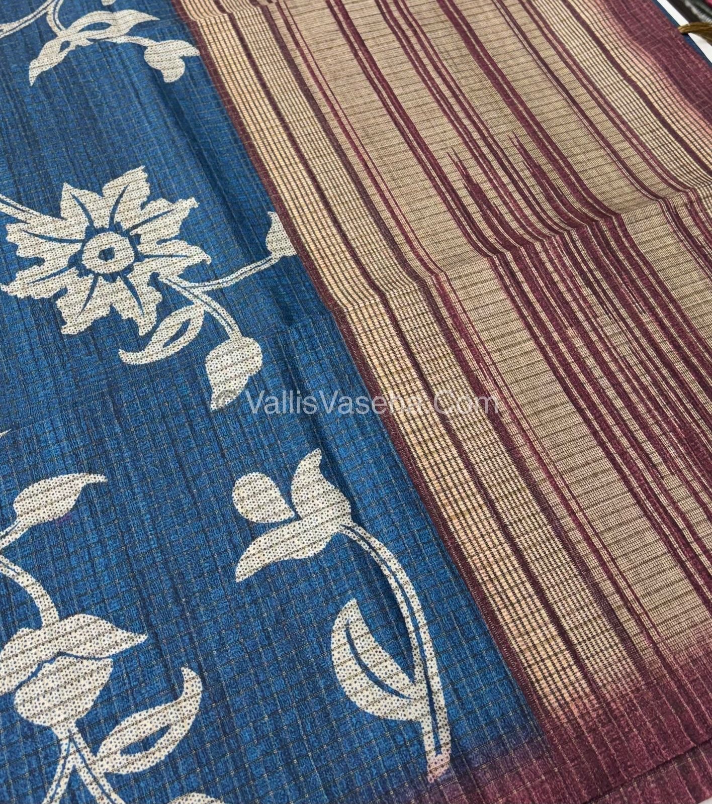 Art Tussar / Art Silk - Blue & Maroon Shade - VVATS003