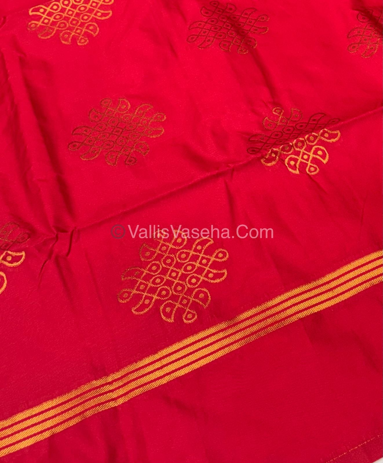 Semi Soft Silk - Kolam Design - Red Shade -VVSSS029