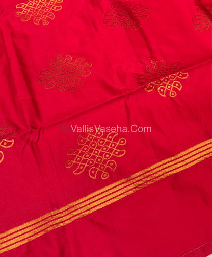 Semi Soft Silk - Kolam Design - Red Shade -VVSSS029