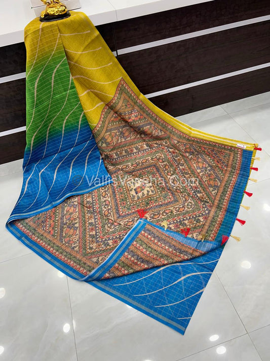 Semi Chanderi Saree - Fusion Of Bandhini & Madhubani- VVSCS002