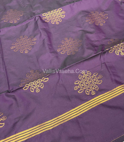 Semi Soft Silk - Kolam Design - Dark Purple / Navapala Shade -VVSSS029
