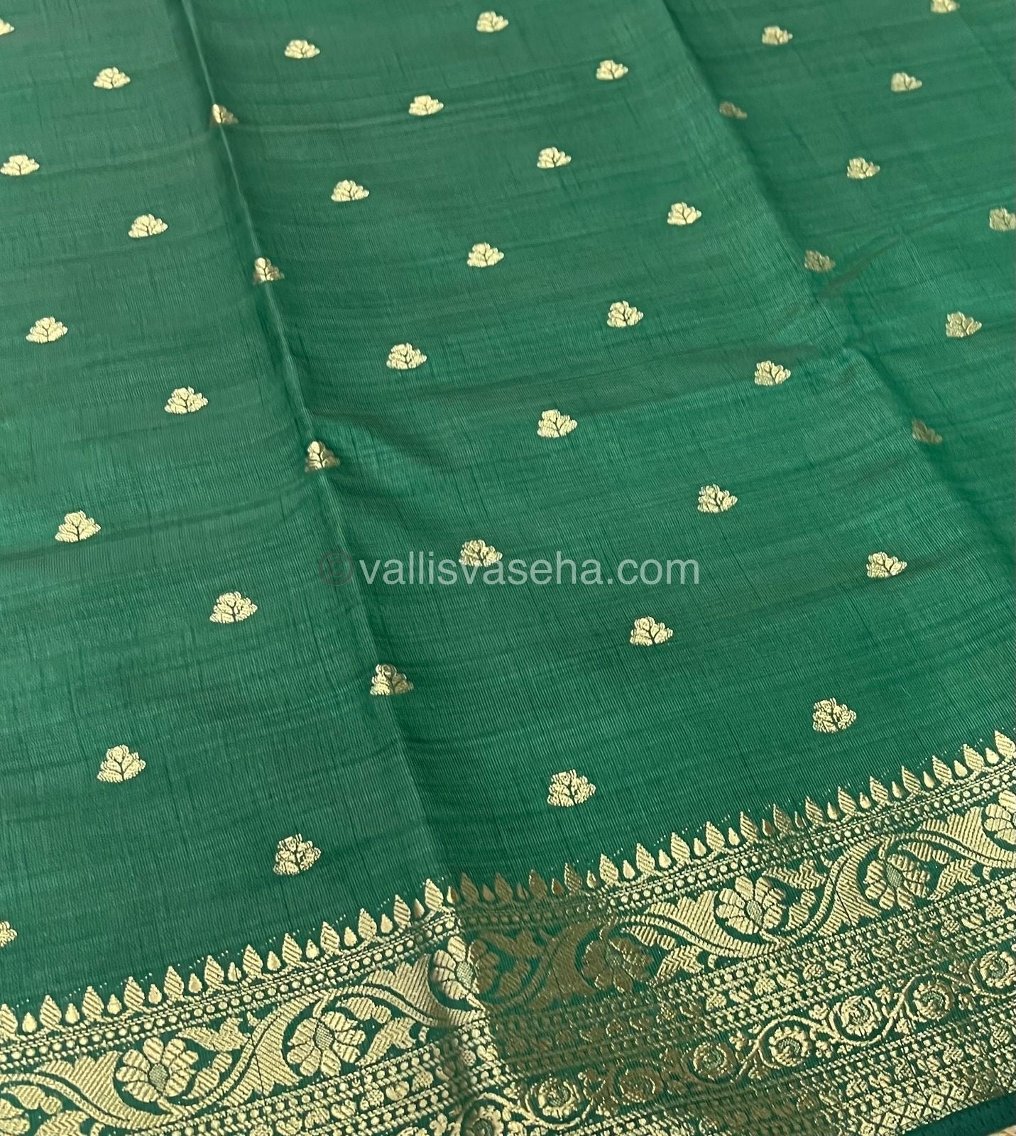 Semi Tussar Silk Saree - Dark Green Shade - VVSTS008