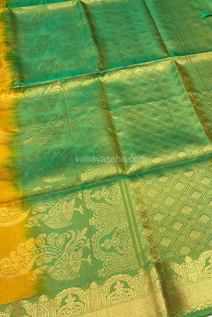 Pure Soft Silk Saree - Yellow With Green Combo - VVPSS015