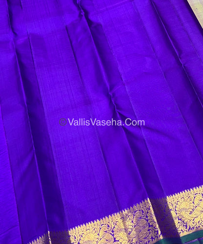 Pure Kanchipuram Silk Saree - Double Tone Grey & Violet Combo - VVPS014
