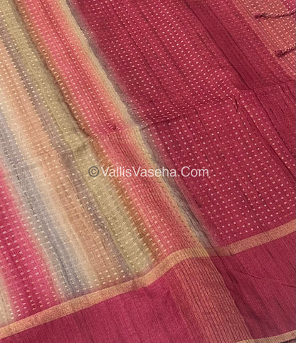 Semi Tussar Silk - Vairavoosi Design - Multi colour - VVSTS038