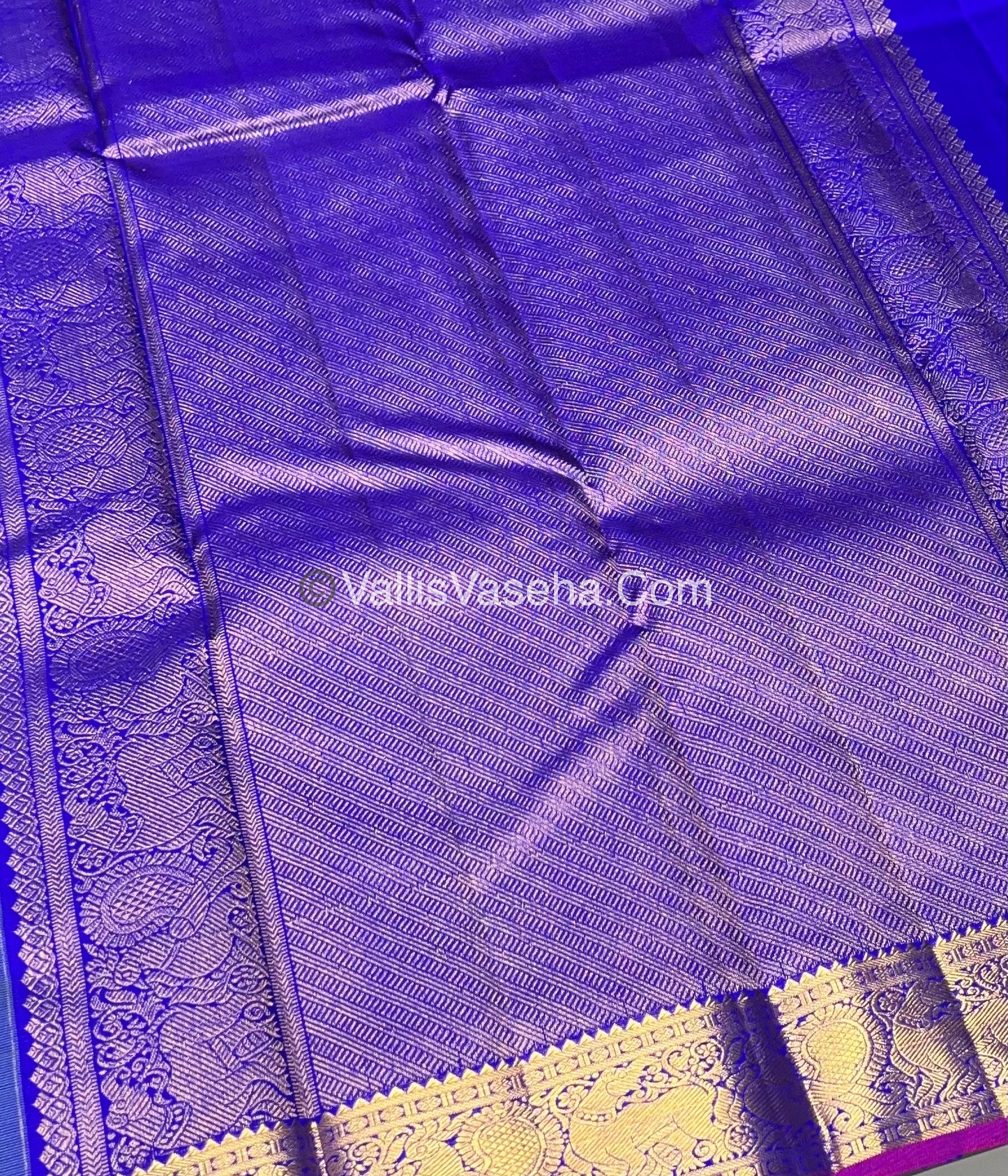 Pure Kanchipuram Silk Saree - DoubleTone Blueish Green & Blue/Pink Combo - VVPS014