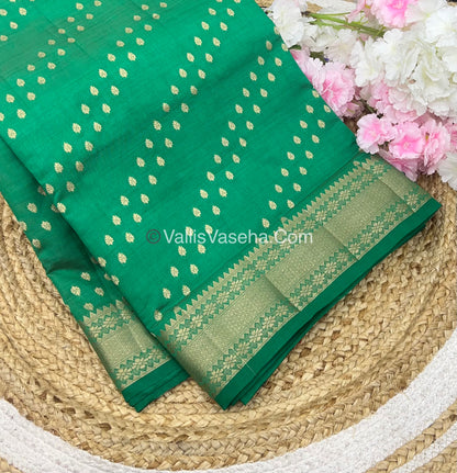 Semi Tussar Silk - Grand Pallu  - Green Shade - VVSTS017