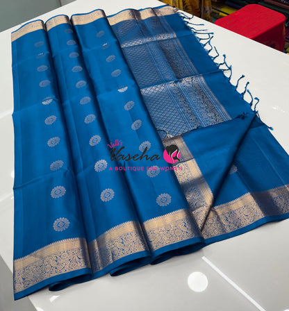 Pure Soft Silk Saree - Kanchi Border - Ramar Blue Shade  -  VVPSS033
