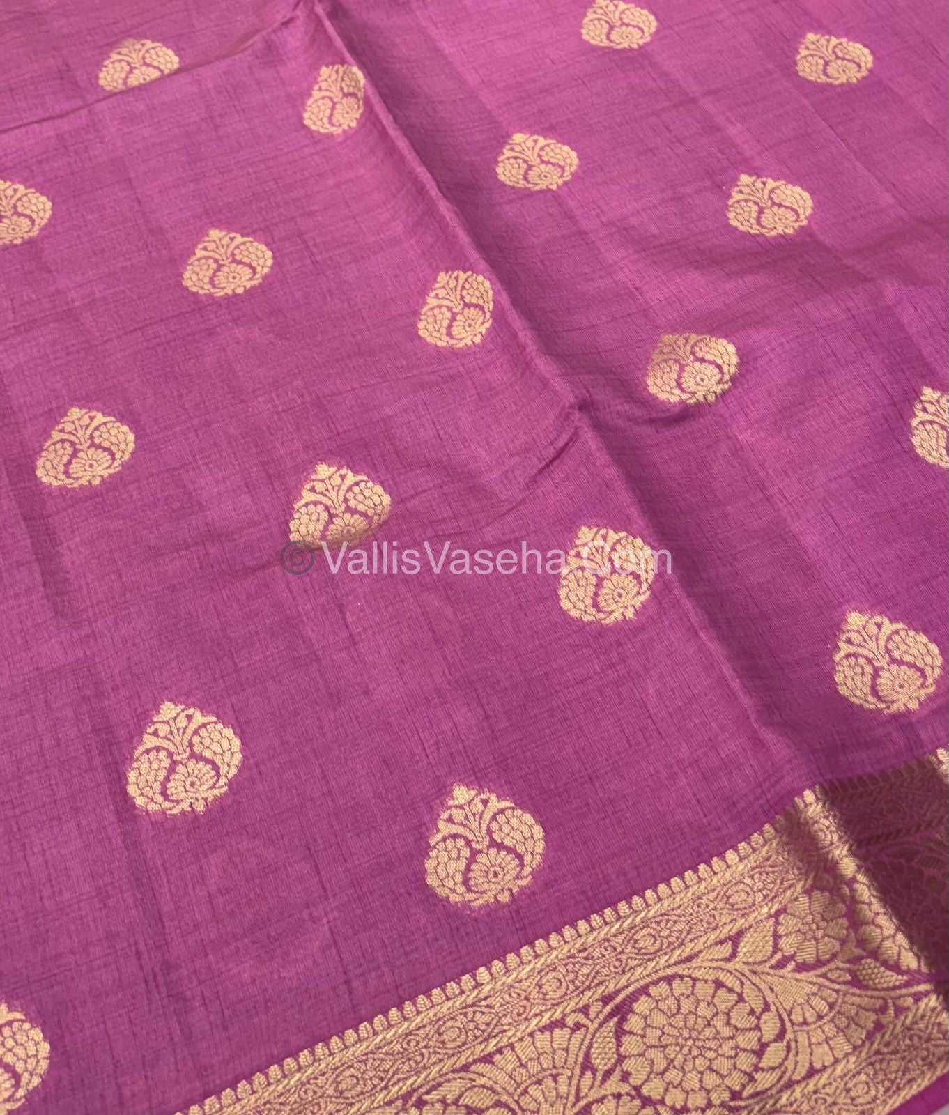 Semi Tussar Silk - Grand Pallu  - Onion Pink Shade - VVSTS029