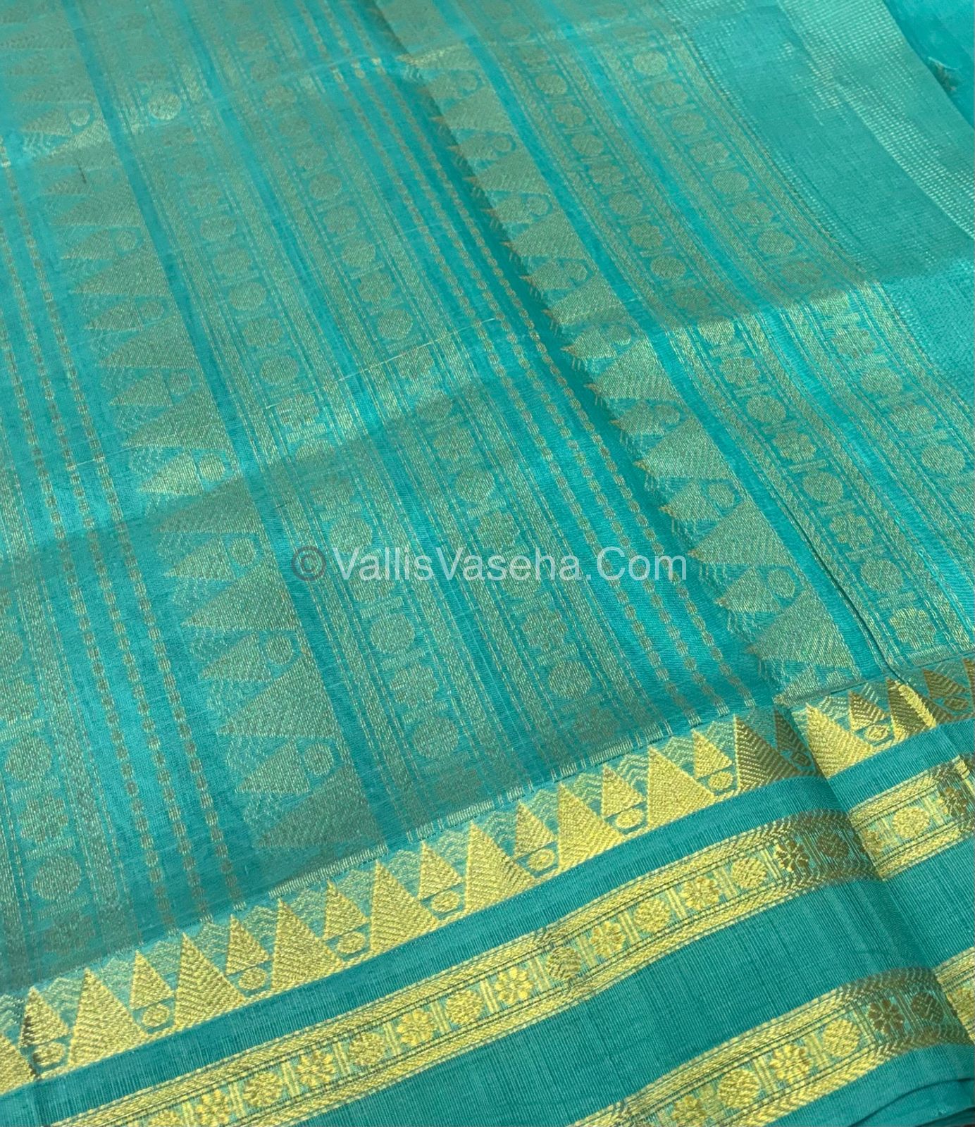 Pure Korvai Silk Cotton - Blue with Blue - VVKSC025