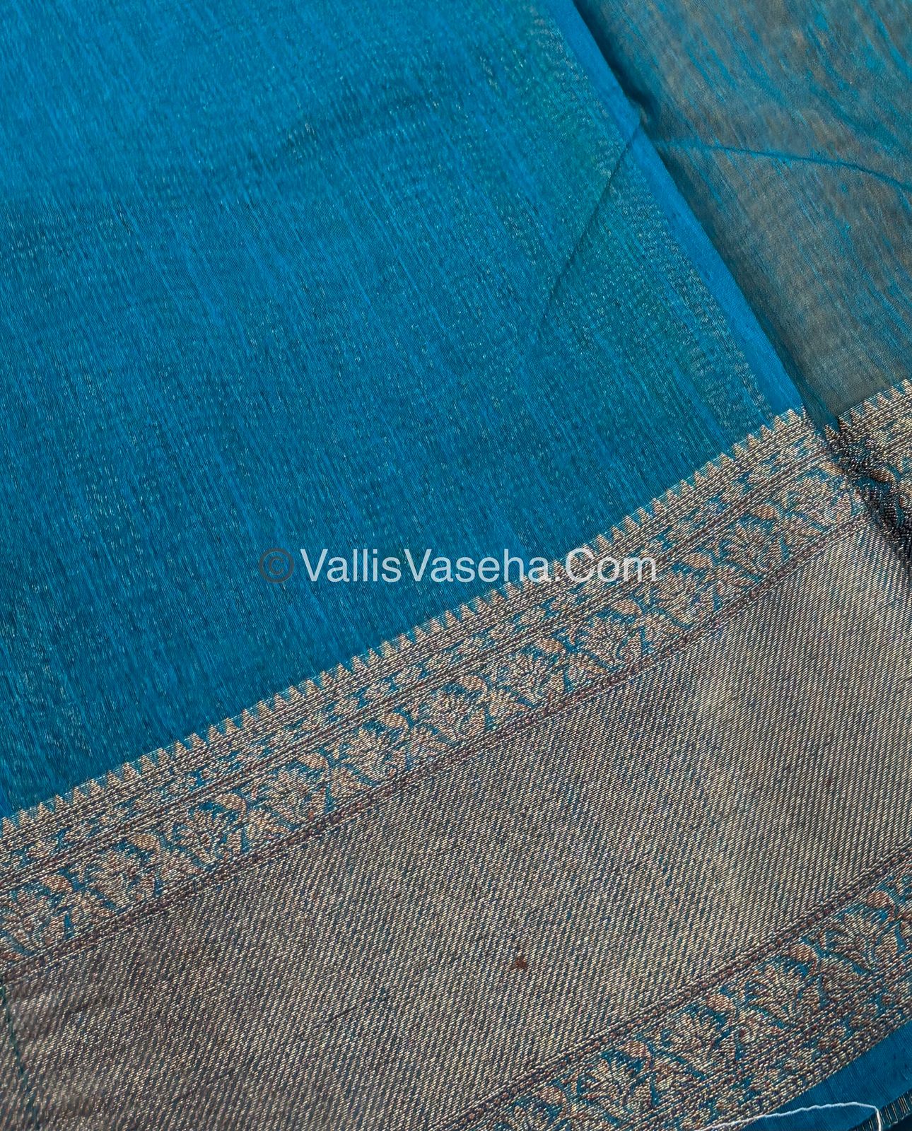 Bamboo Silk Saree -musted with Blue Shade - VVBSS012